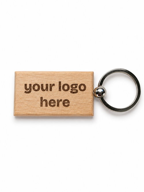 Houten sleutelhanger met eigen logo