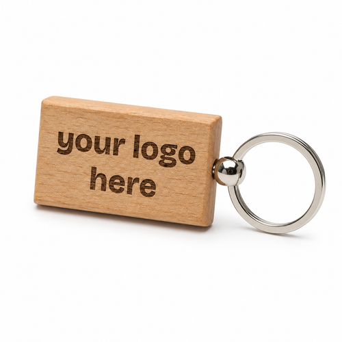 Houten sleutelhanger met eigen logo